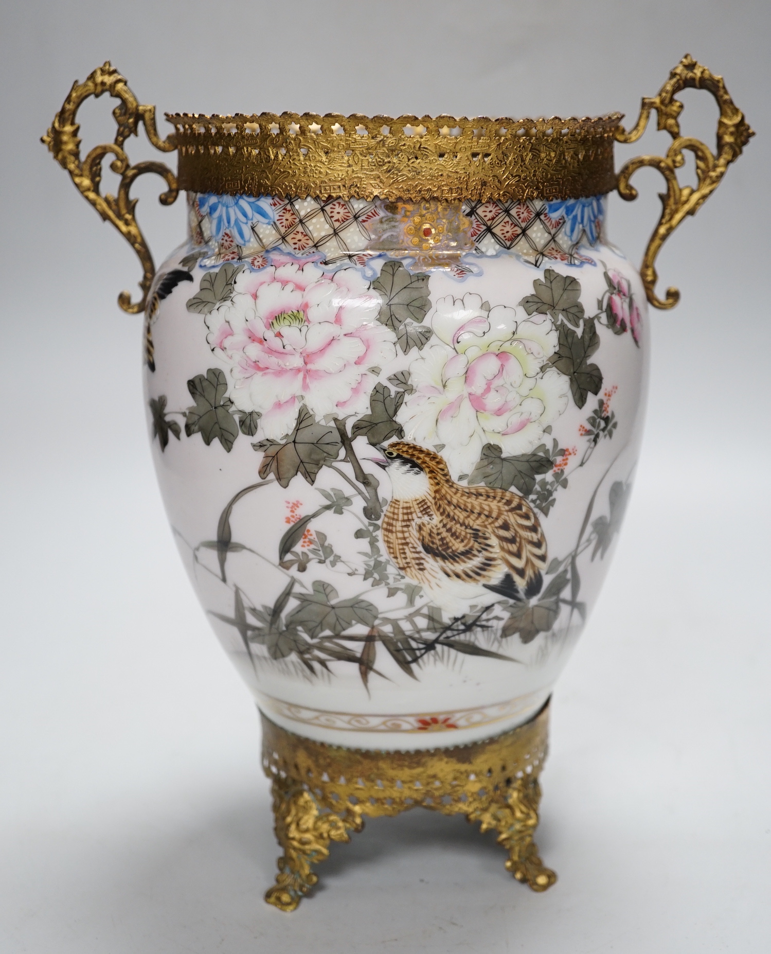 A Japanese gilt metal mounted vase, 25cm high